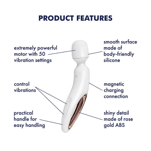 Satisfyer Wand-erland - /Rose Gold USB Rechargeable Massage Wand – White