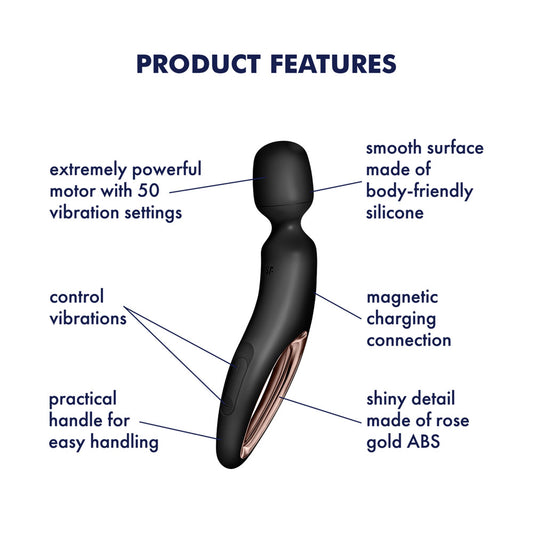 Satisfyer Wand-erland - /Rose Gold USB Rechargeable Massage Wand – Black