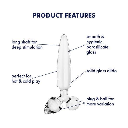 Satisfyer Triple Crystal 1 - Glass 3-in-1 Butt Plug – Clear