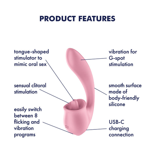 Satisfyer Tongue Genius - USB Rechargeable Vibrator with Flicking Clit Stimulator