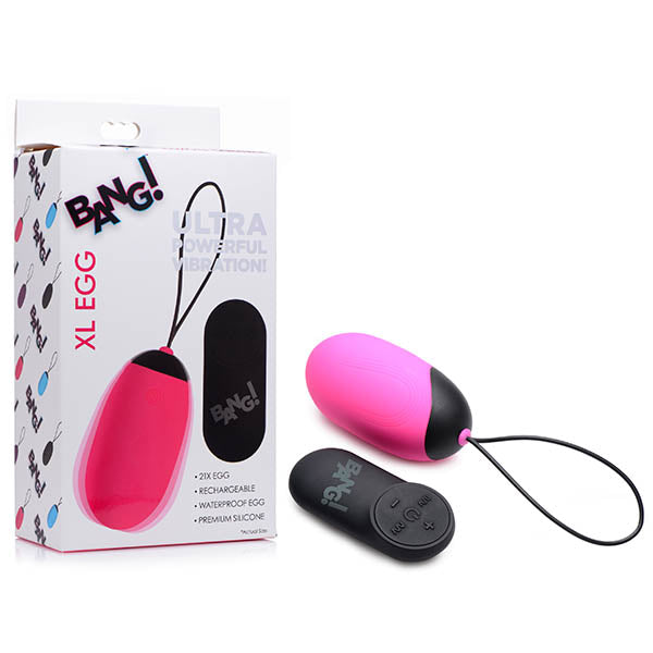 Bang! XL Silicone Vibrating Egg - XL USB Rechargeable Egg with Wireless Remote – Pink