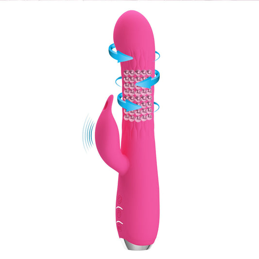 Party Up ERIC Rotating Beads Vibrator - 20.5 cm USB Rechargeable Rabbit Vibrator with Rotating Bead Shaft