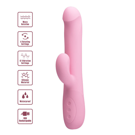 Party Up DEAN Wavy Rotation Vibe - 23.8 cm USB Rechargeable Rotating Rabbit Vibrator