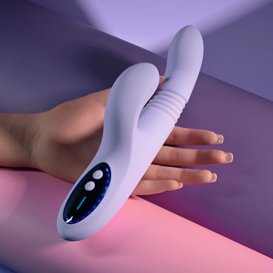 Evolved PEP TALK - 23.3 cm USB Rechargeable Thrusting Vibrator with Tapping Clitoral Stimulator