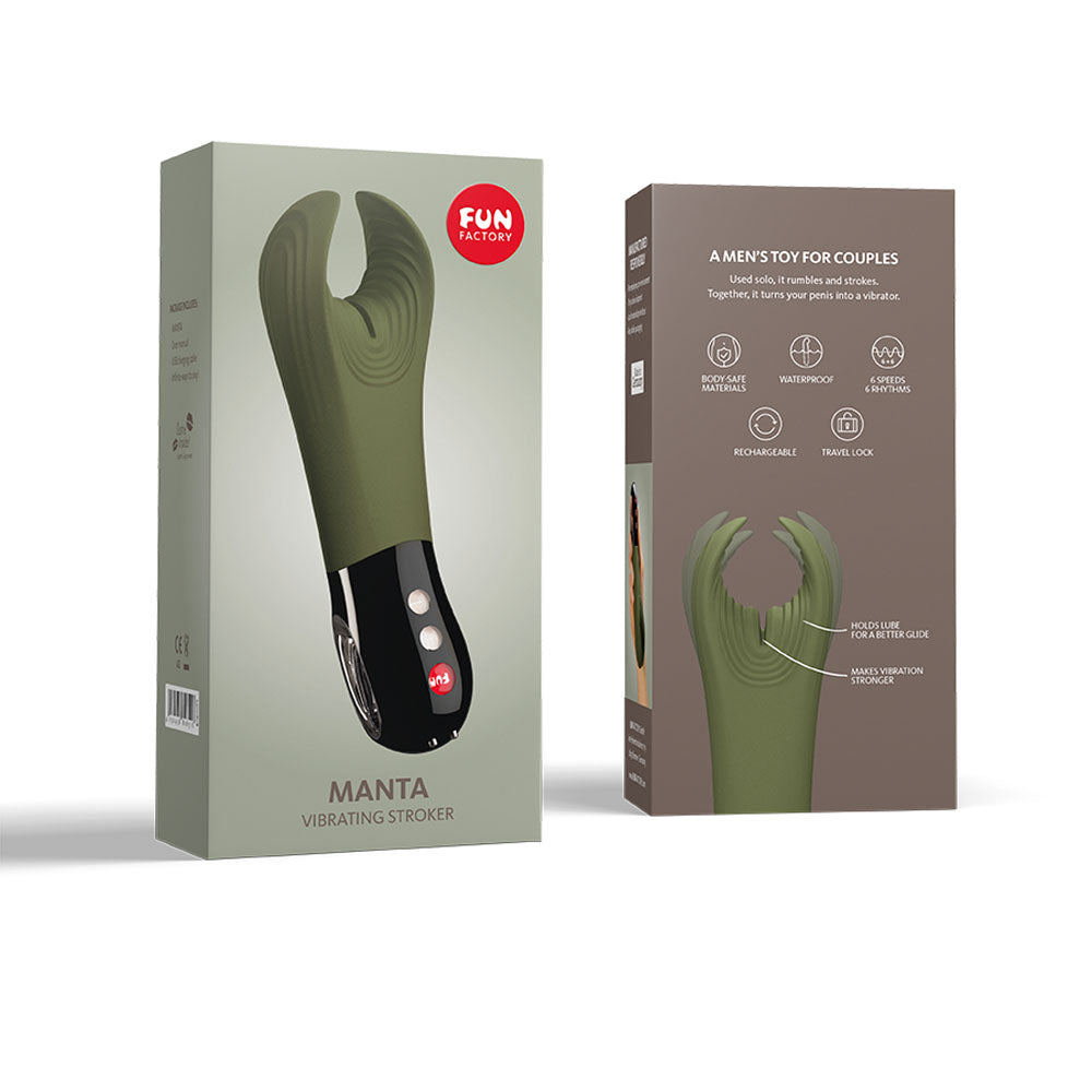 Fun Factory MANTA moss -black - Moss 18 cm USB Rechargeable Mens & Couples Vibrator