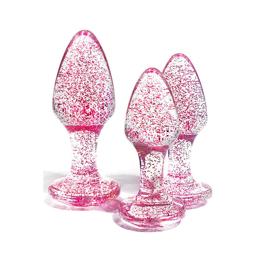 Adam & Eve Glitter Gem 3-Piece Butt Plug Set – Pink