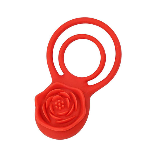Adam & Eve VIBRATING ROSE DOUBLE ENHANCER - USB Rechargeable Cock & Balls Ring with Remote