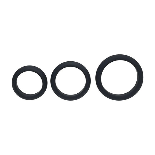 LEVELZ Wide O Silicone Cock Ring Set of 3 - S/M/L - Cock Rings - Set of 3 Sizes
