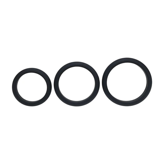 LEVELZ Wide O Silicone Cock Ring Set of 3 - L/XL/2X - Cock Rings - Set of 3 Sizes