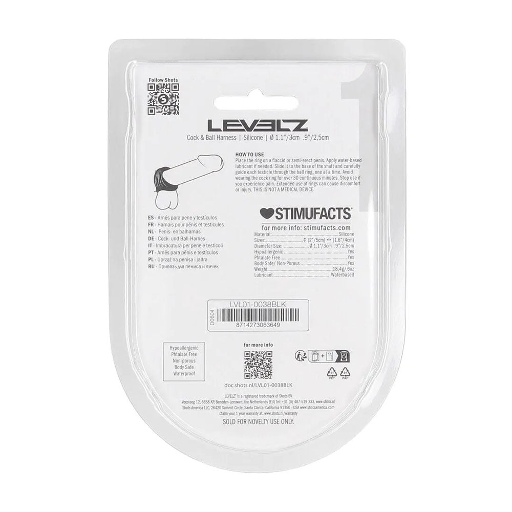 LEVELZ Silicone Cock & Ball Harness - Cock & Ball Ring