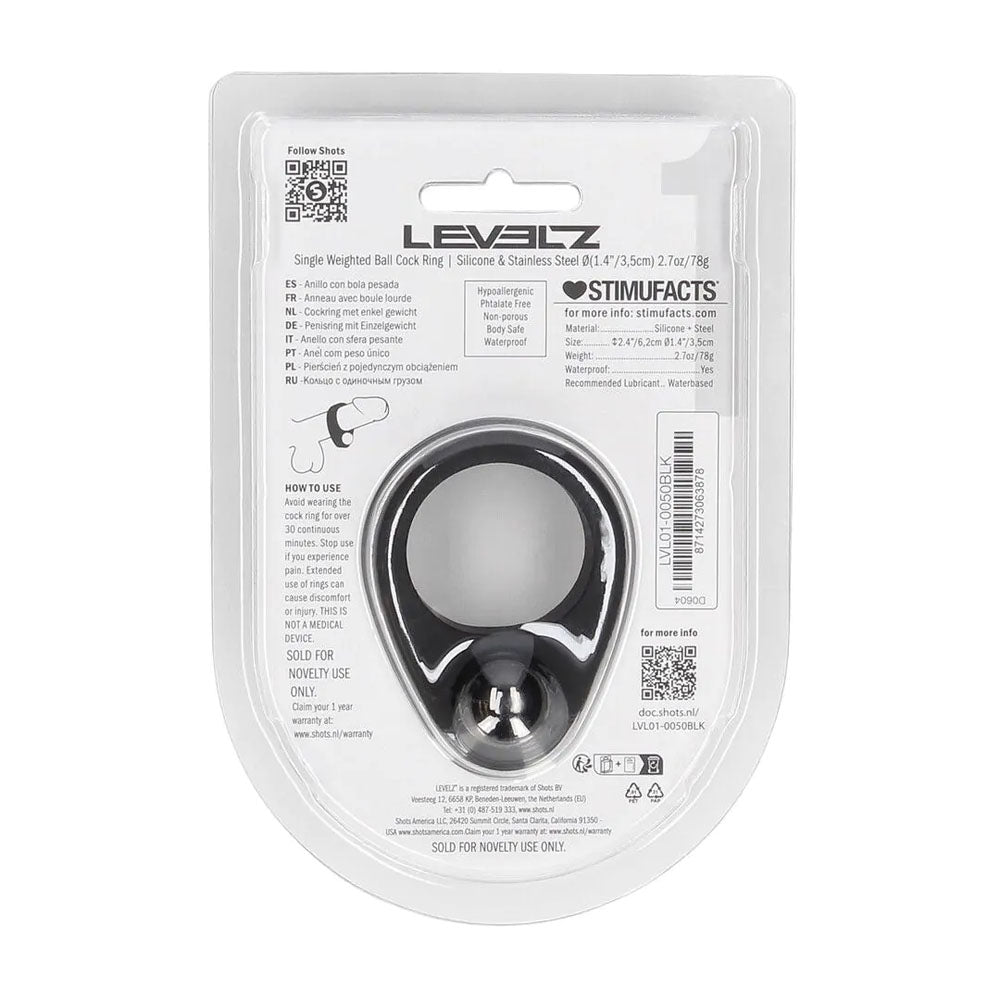 LEVELZ Single Weighted Ball Cock Ring - Weighted Cock Ring