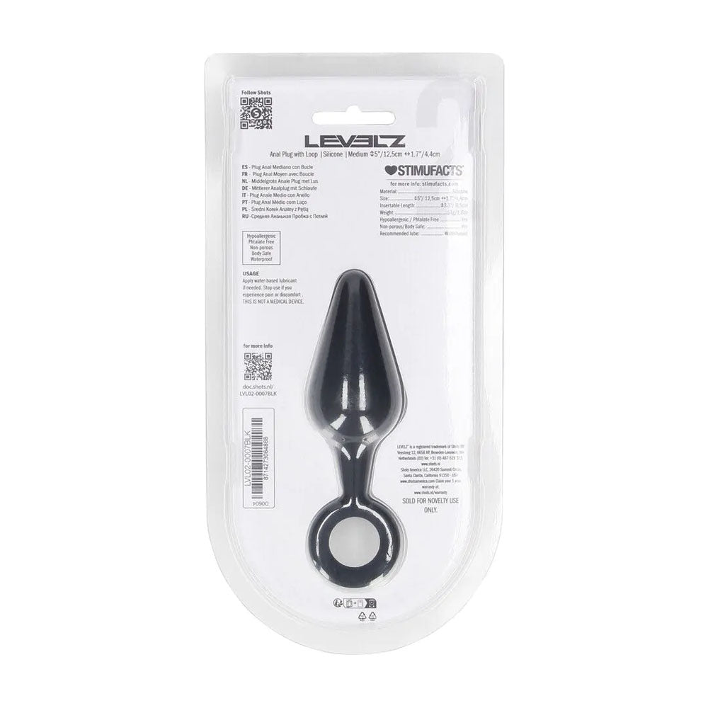 LEVELZ Silicone Anal Plug with Loop - Medium - Medium Butt Plug