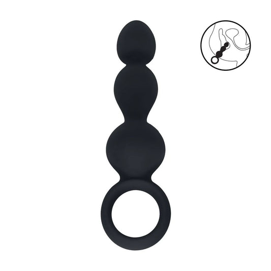 LEVELZ Beaded Silicone Anal Probe with Loop - 15.3 cm Beaded Anal Plug