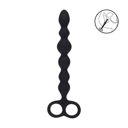 LEVELZ Beaded Silicone Anal Probe with Double Loop - 24.5 cm Anal Beads