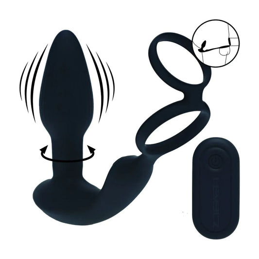 LEVELZ Dual Vibrating Prostate Stimulator with Cock Ring - USB Rechargeable Vibrating Butt Plug with Cock Ring