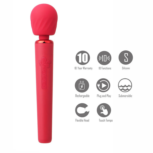 Maia NALA - 30 cm USB Rechargeable Massage Wand – Red