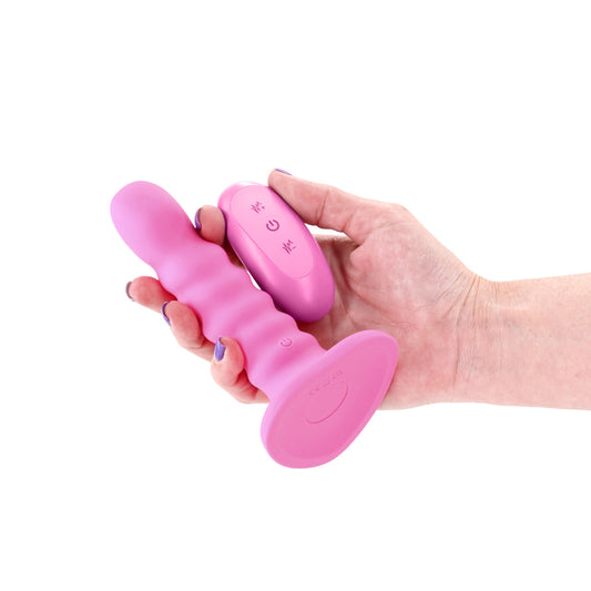 Colours Ribbed - 5'' Vibrating Dildo - 14.5 cm USB Rechargeable Vibrating Dildo with Wireless Remote – Pink