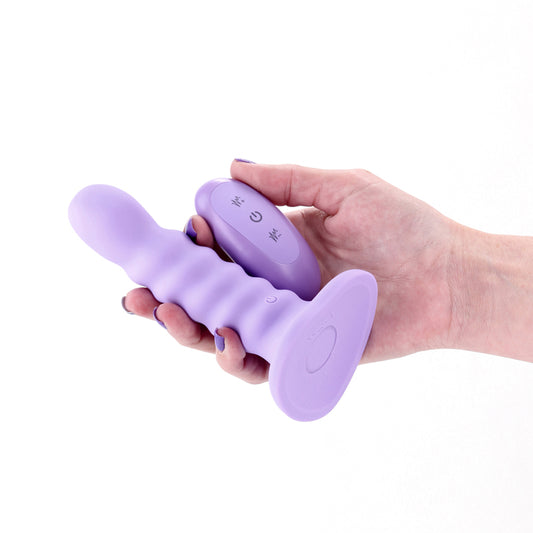 Colours Ribbed - 5'' Vibrating Dildo - 14.5 cm USB Rechargeable Vibrating Dildo with Wireless Remote – Purple