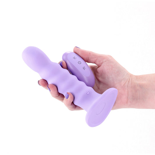 Colours Ribbed - 6'' Vibrating Dildo - 16.5 cm USB Rechargeable Vibrating Dildo with Wireless Remote – Purple