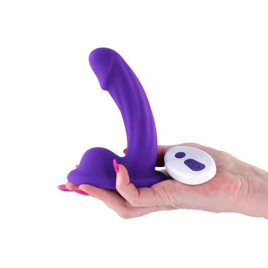 Colours Curve - Vibrating 5'' Dildo - 12.6 cm USB Rechargeable Vibrating Dildo with Wireless Remote – Purple