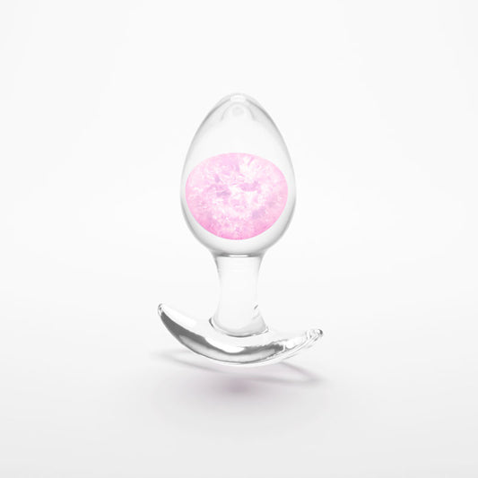 Glams Cosmic - Medium - Clear/ 9.5 cm Small Butt Plug – Pink