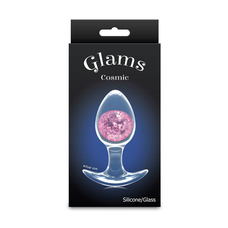 Glams Cosmic - Medium - Clear/ 9.5 cm Small Butt Plug – Pink
