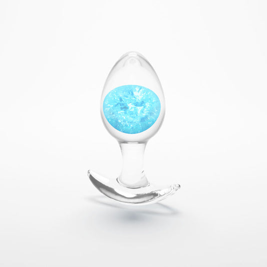 Glams Cosmic - Medium - Clear/ 9.5 cm Small Butt Plug – Blue