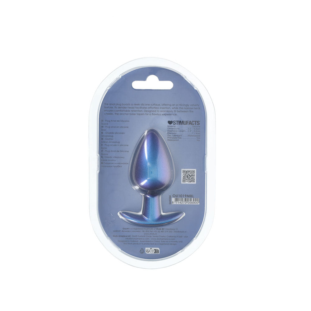 OUCH! Anal Plug - Large - Metallic - Metallic 8.9 cm Large Butt Plug – Blue