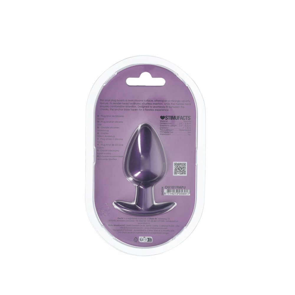 OUCH! Anal Plug - Large - Metallic - Metallic 8.9 cm Large Butt Plug – Purple