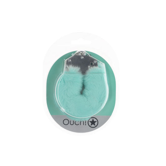 OUCH! Heavy-Duty Fluffy Cuffs - Powder - Powder Fluffy Restraints – Green