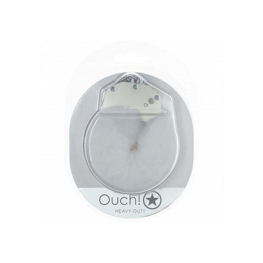 OUCH! Heavy-Duty Fluffy Cuffs - Fluffy Restraints – White