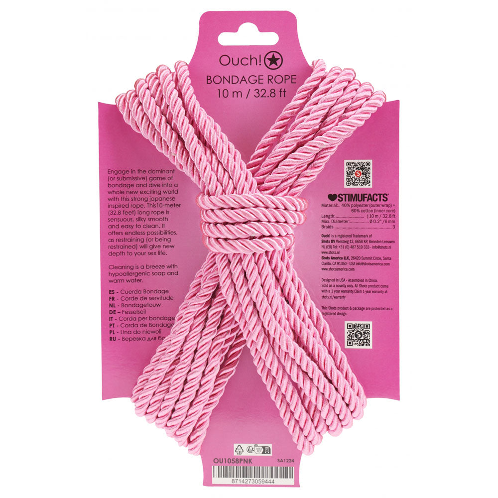 OUCH! Bondage Rope - 10 M - Nylon Bondage Rope - 10 metre Length – Pink