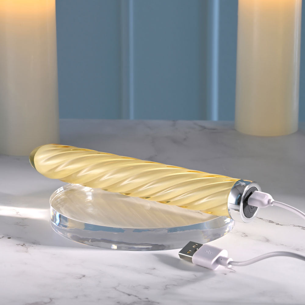 Playboy Pleasure TWIST OF FATE - Glass 17.5 cm USB Rechargeable Vibrator