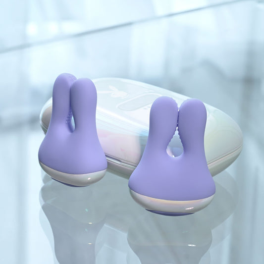 Playboy Pleasure IN A PINCH - Rechargeable Vibrating Nipple Clamps with Charging Carry Case