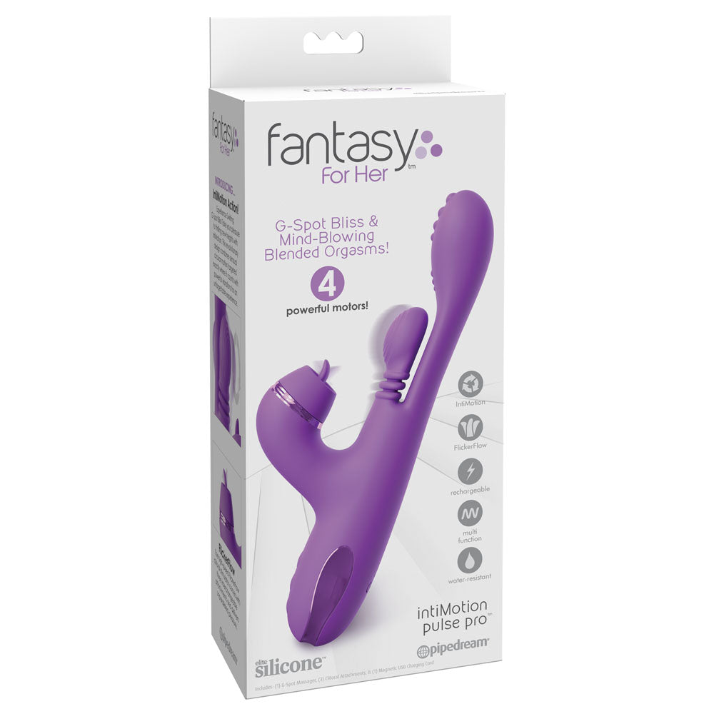 Fantasy For Her IntiMotion Pulse Pro - 24 cm USB Rechargeable Swirling & Flicking Rabbit Vibrator