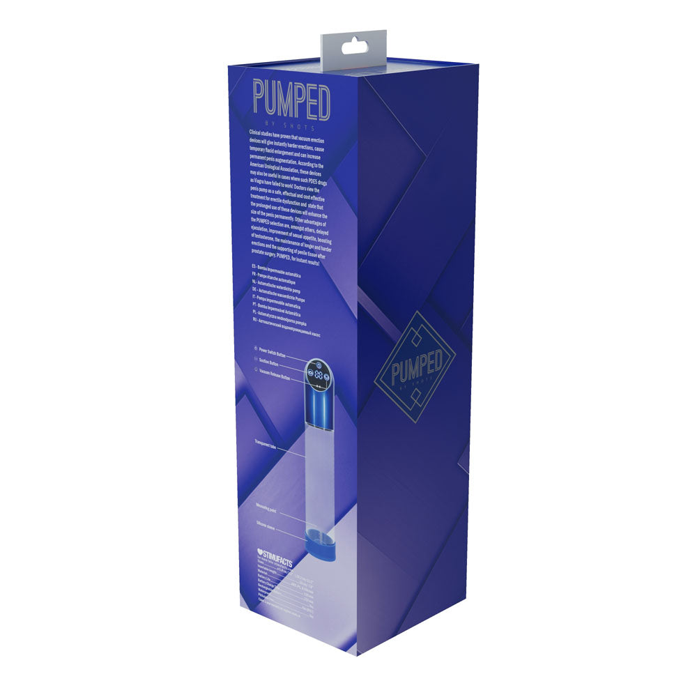 PUMPED Automatic Waterproof Pump - Metal - /Clear USB Rechargeable Automatic Penis Pump – Blue