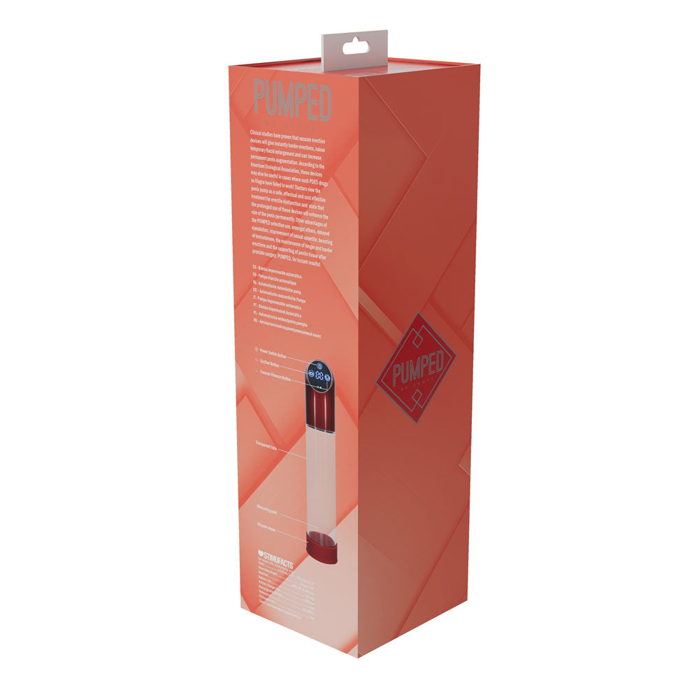 PUMPED Automatic Waterproof Pump - Metal - /Clear USB Rechargeable Automatic Penis Pump – Red