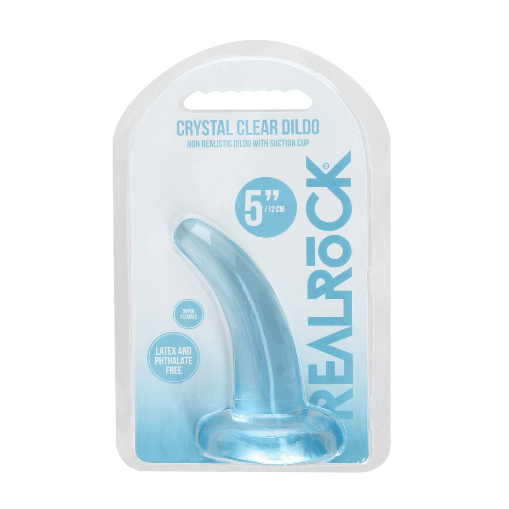 REALROCK Non Realistic Dildo With Suction Cup - 11.5 cm - 11.5 cm Curved Pegging Dong – Blue