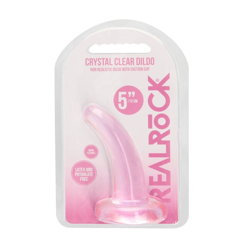 REALROCK Non Realistic Dildo With Suction Cup - 11.5 cm - 11.5 cm Curved Pegging Dong – Pink
