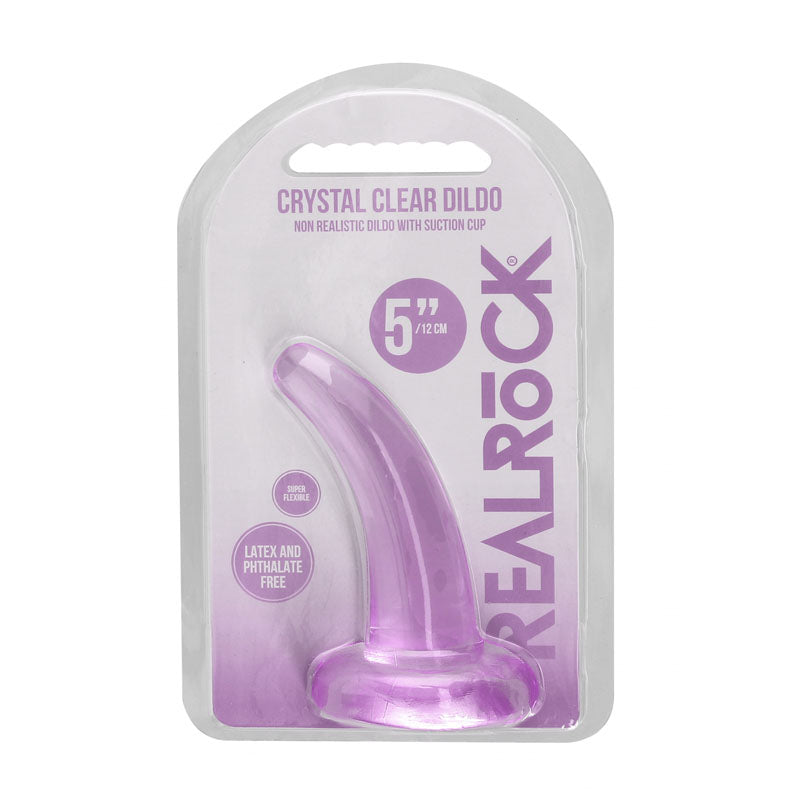 REALROCK Non Realistic Dildo With Suction Cup - 11.5 cm - 11.5 cm Curved Pegging Dong – Purple