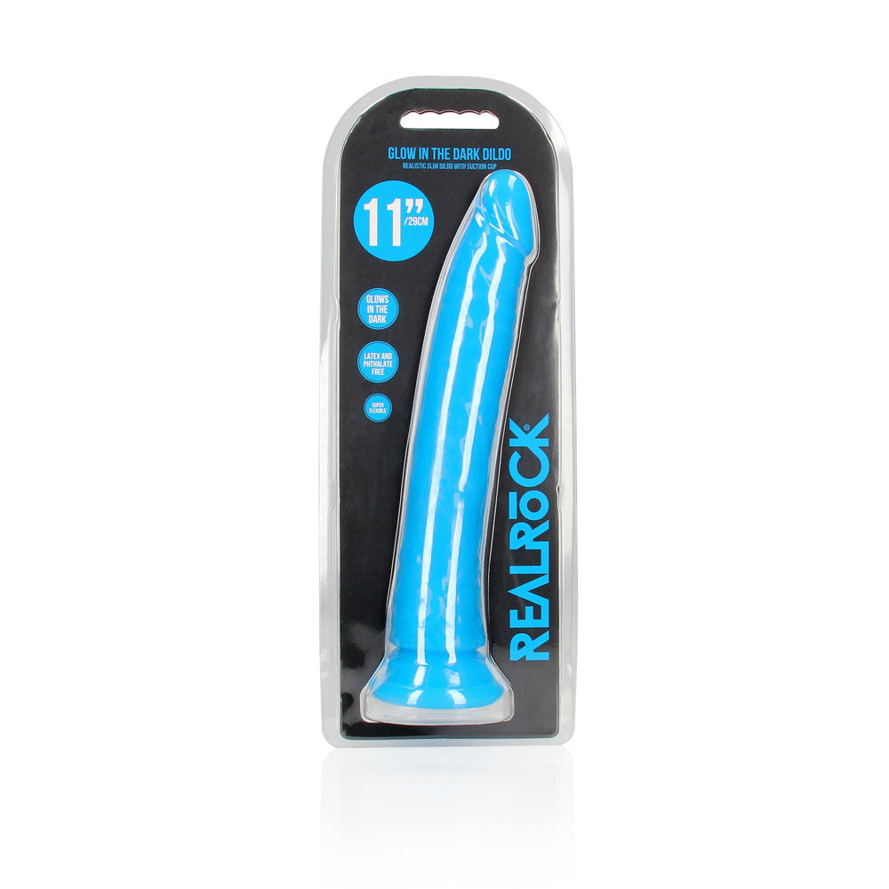 REALROCK 29 cm Slim Glow in the Dark Neon - Glow in Dark 29 cm (11'') Dong – Blue