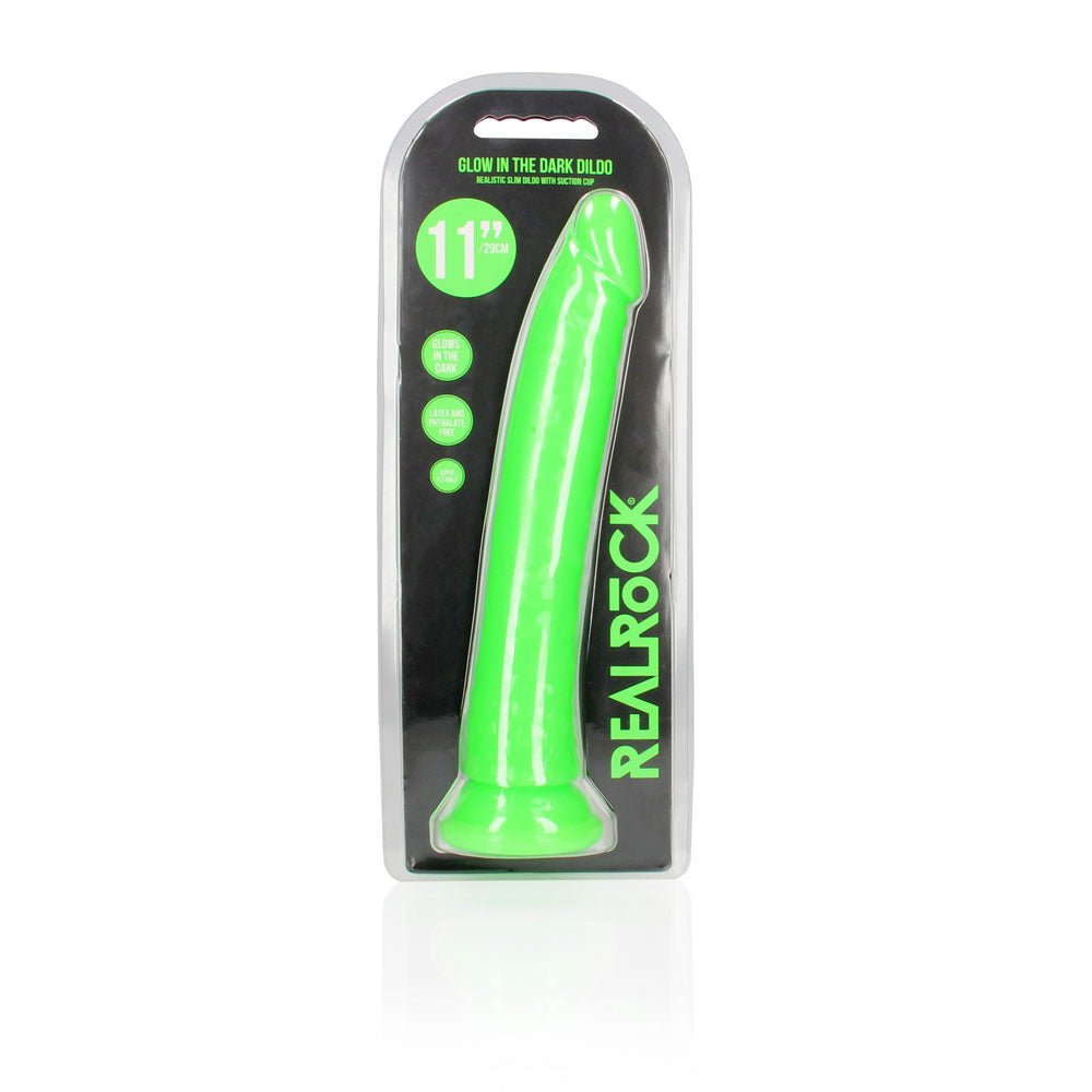 REALROCK 29 cm Slim Glow in the Dark Neon - Glow in Dark 29 cm (11'') Dong – Green