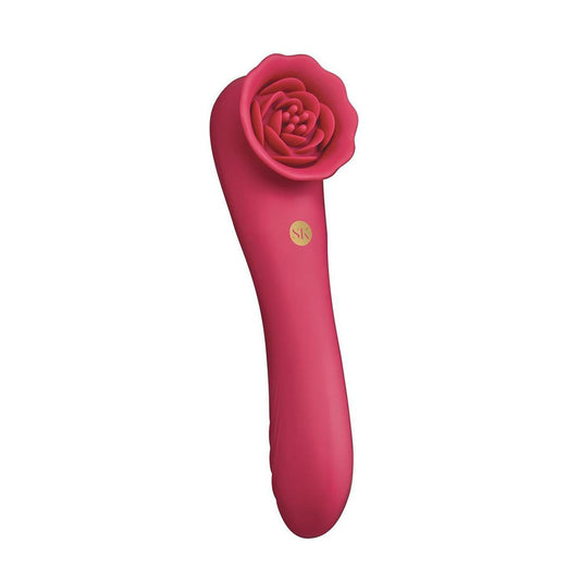 Secret Kisses ROSEGASM ROSE QUAKE - 18.8 cm USB Rechargeable Dual Ended Tapping Vibrator