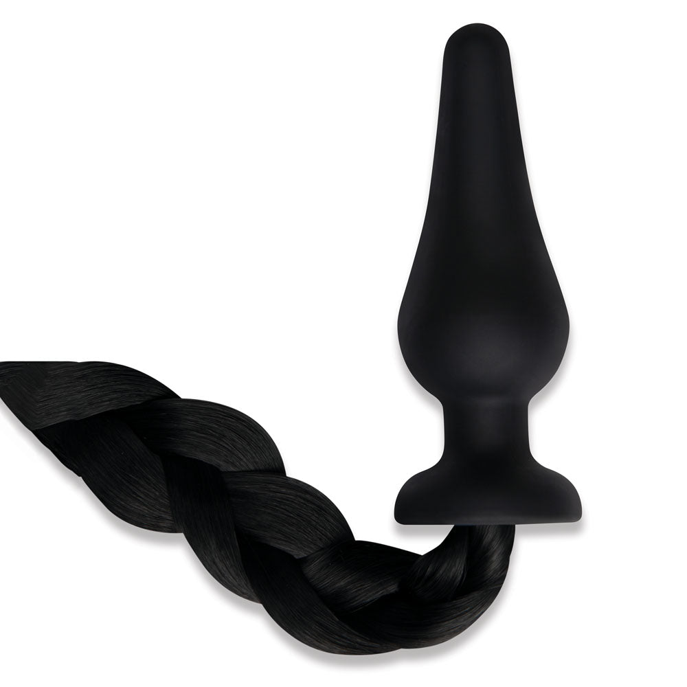 WhipSmart Furry Tales 4 Inch Silicone Pony Tail Butt Plug – Black