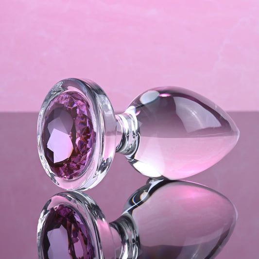 Adam & Eve PINK GEM GLASS PLUG LARGE