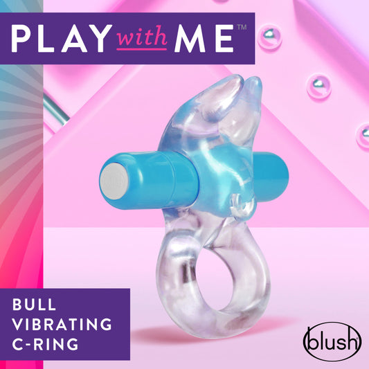 Play With Me Bull Vibrating C-Ring – Blue