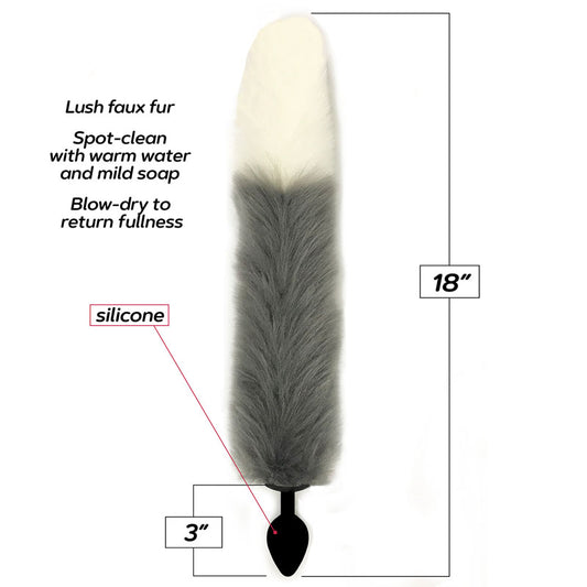 Foxy Fox Tail Silicone Butt Plug β Grey
