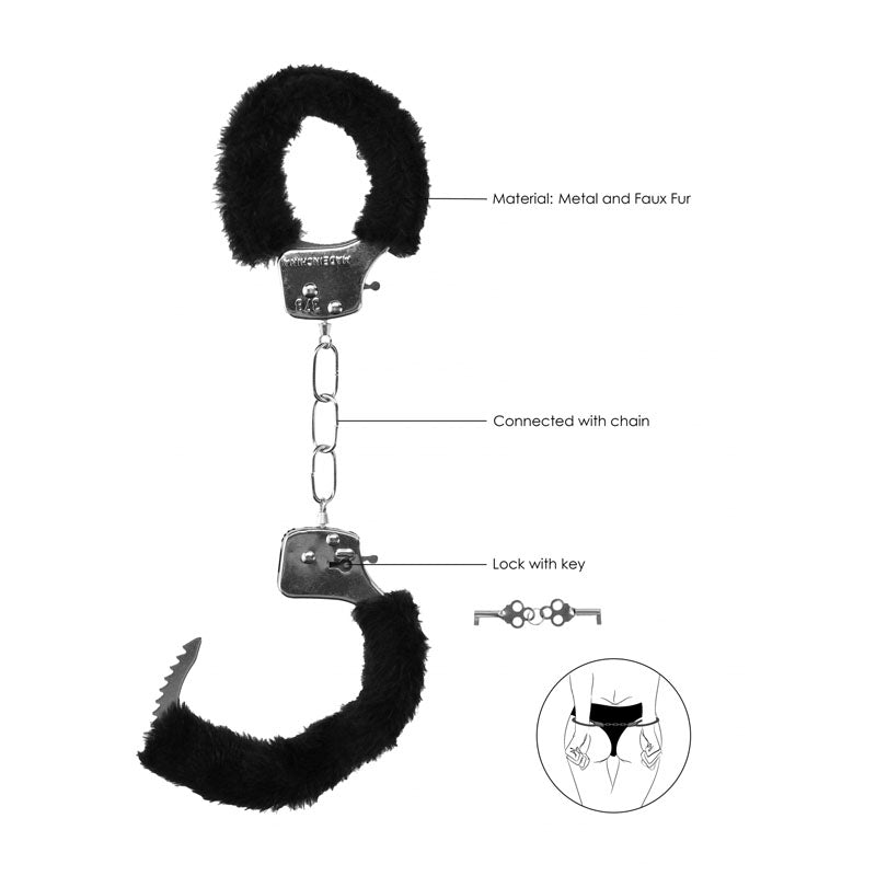 OUCH! & White Beginner's Furry Hand Cuffs