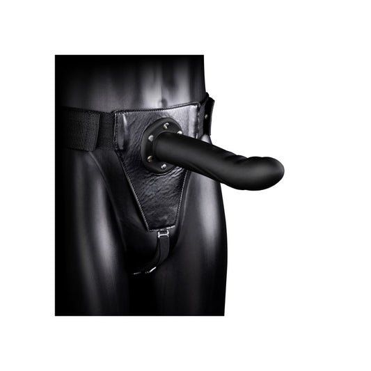 OUCH! Textured Curved Hollow Strap-on - 8in/20cm – Black
