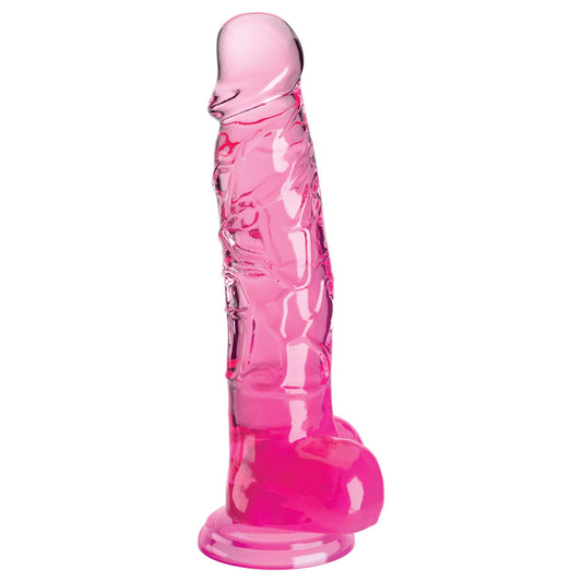 King Cock Clear 8'' Cock with Balls – Pink